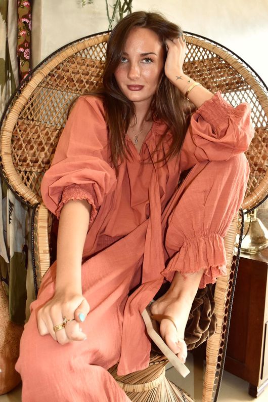Larc Poet Blouse Indian Red
